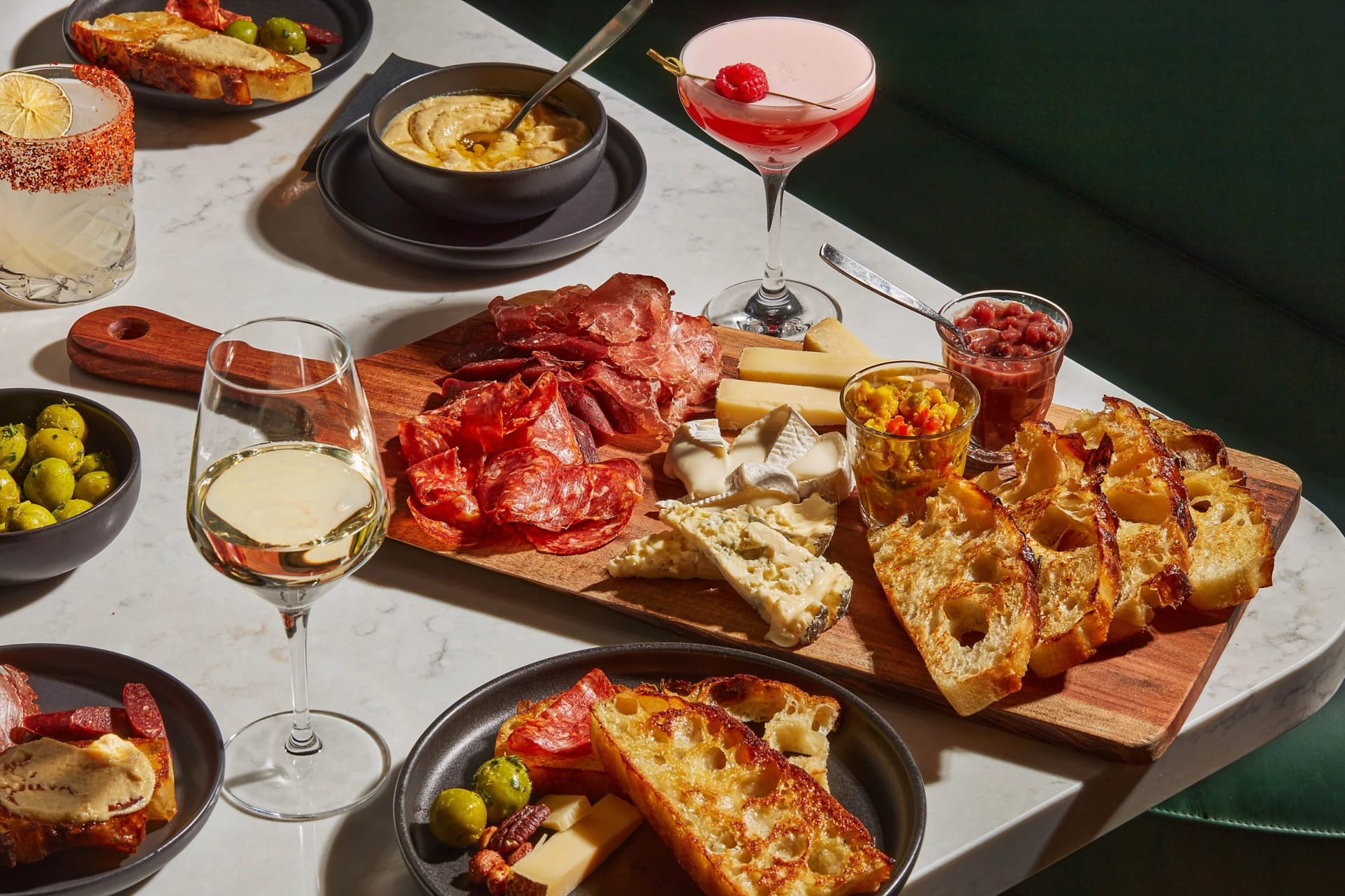 A grazing and cocktail spread set for an event